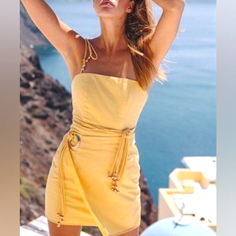 Saboskirt Leon Multi String Wrap Dress Yellow